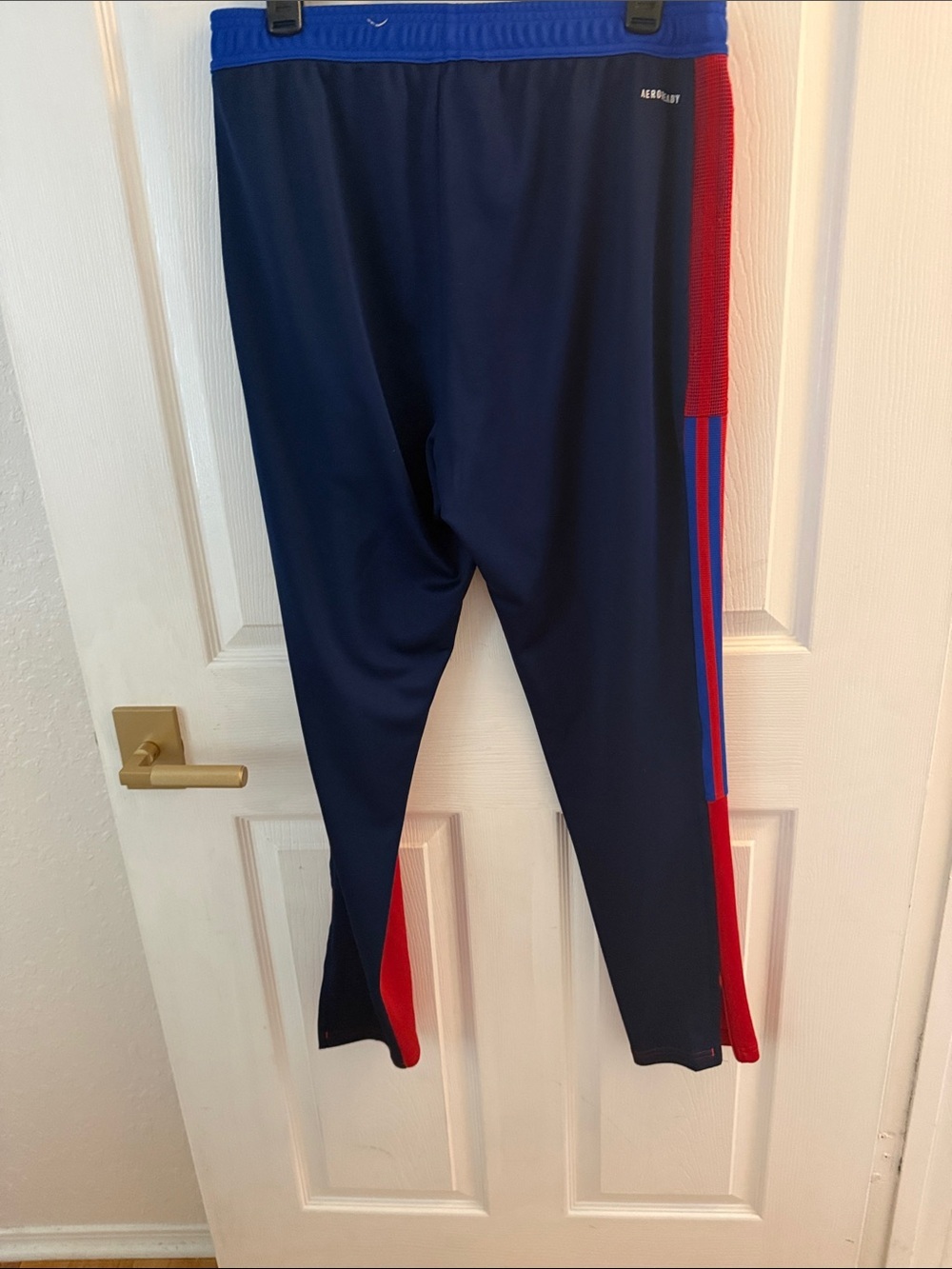 adidas Red Joggers with Blue Trim for Kids - Picture 3 of 3